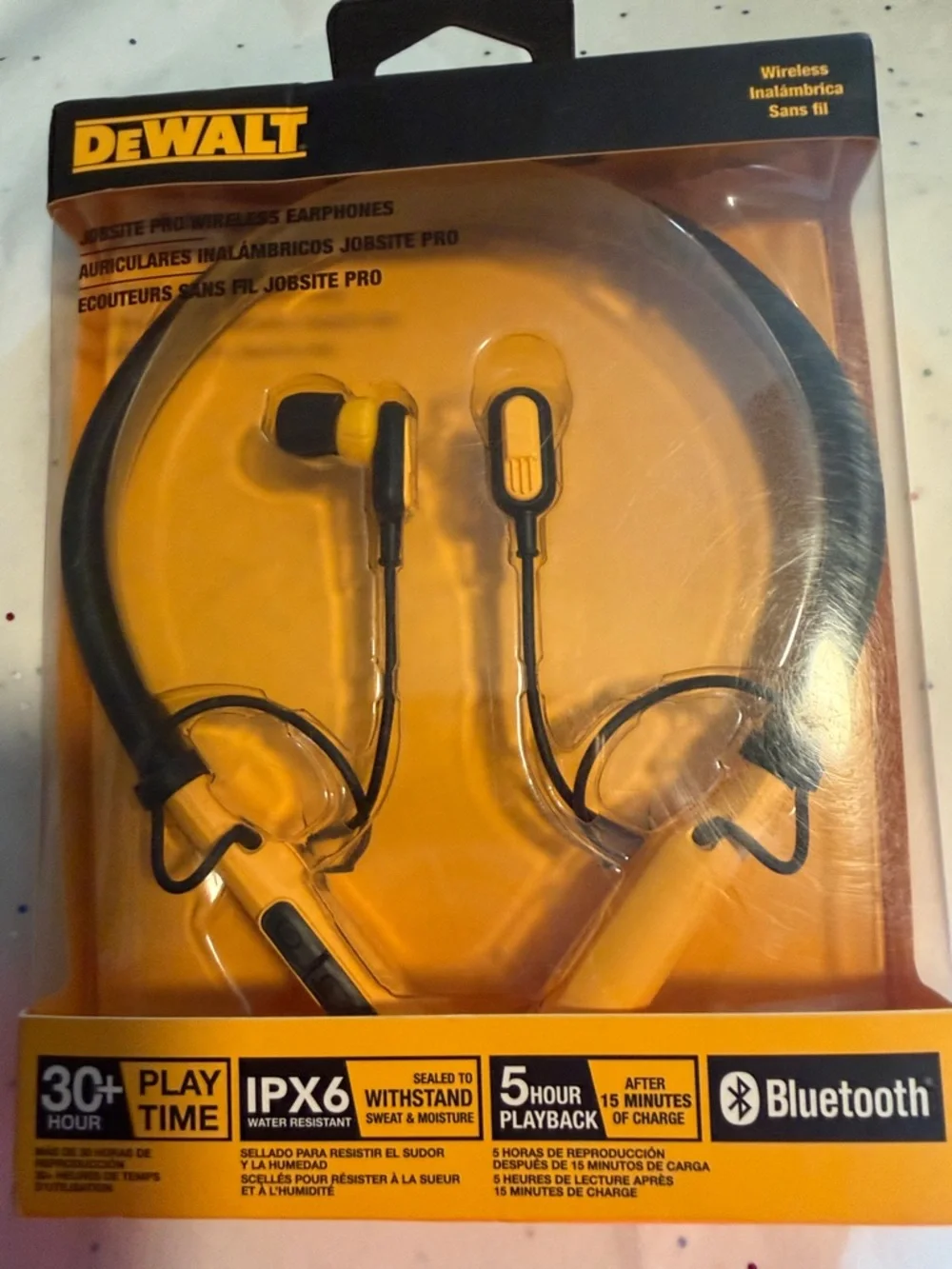 Yellow & Black Wireless Bluetooth Jobsite Earphones